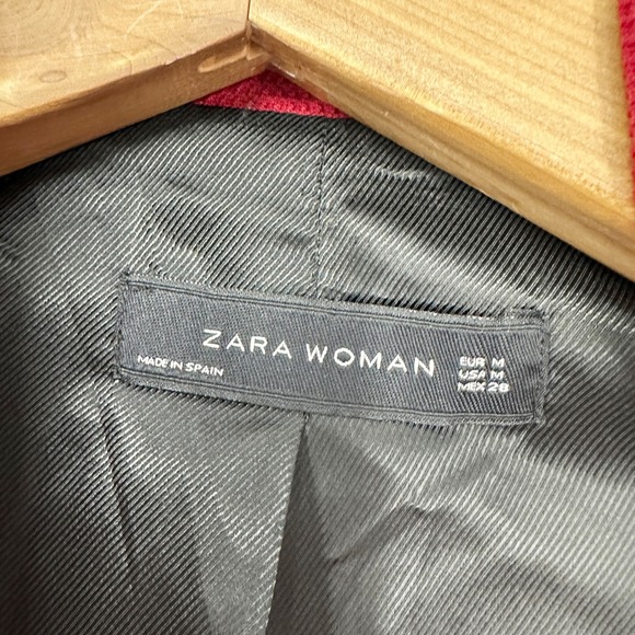 Zara Red Waffle Knit Single Button Blazer Pattern Lined Cuffs Women's Size XS - Picture 11 of 11